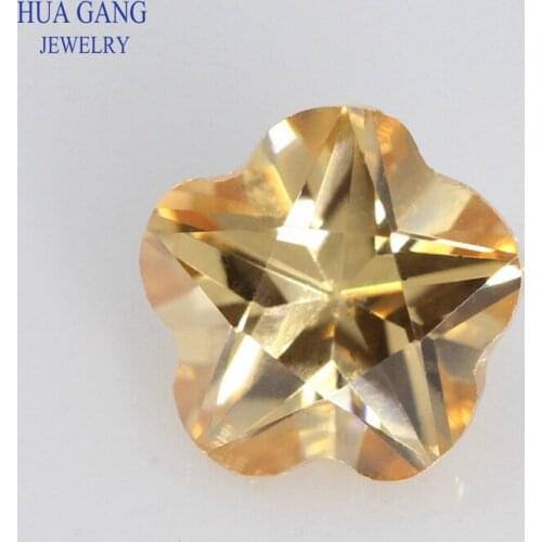 Champagne Pentacle Plum Shape Brilliant Cut CZ Stone Synthetic Gems Cubic Zirconia For Jewelry Size 4x4~10x10mm Free Shipping