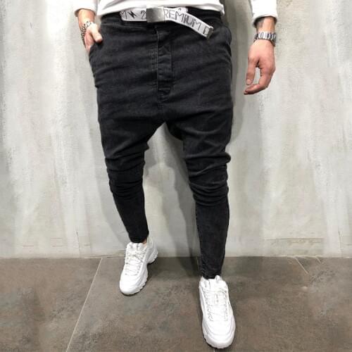 Spring and autumn new men jeans fashion snowflake slim straight solid color jeans men pencil pants denim trousers