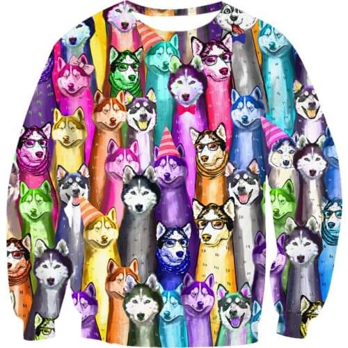 Oversized Tshirt Men O Neck Long Sleeve T-shirt Streetwear Clothes Animal Dog 3d Printed T-shirt Hip hop Mens Clothing 7xl