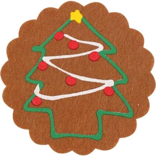 H7JB Christmas Drink Coaster Table Decor Wine Tea Coffee Cup Mat Xmas Holiday Ornament