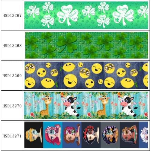 HuangTao 22MM 25MM 38MM 50MM 75mm Printed Pattern on Grosgrain Ribbon for diy ribbon