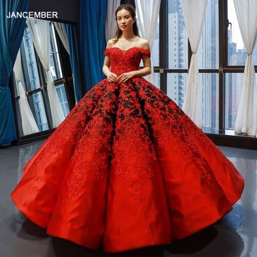 J66842 jancember red wedding party dress women evening dress ball swollen ball gown sweetheart robe de soiree femme pour mariage