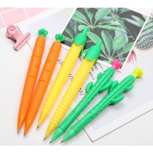 Cactus Carrot Corn Automatic Mechanical Pencil 0.5/0.7mm Kawaii Drawing Pencil For Kids Students Gift School Stationery Supplies