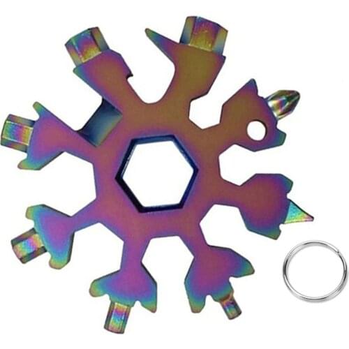 Snow Keychain Tools Multi-tool Wrenches Combination Stainless Steel Snow Shape Outdoor Portable Snowflake