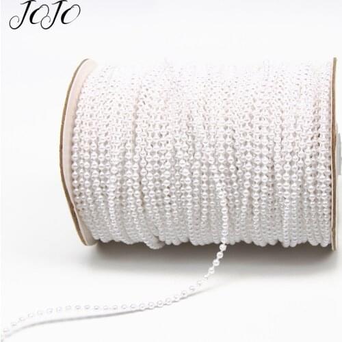 JOJO BOWS 10y 2.5mm Pearl Connection Ribbon White Pearl For Wedding Celebration Materials DIY Craft Supplies Garment Decoration