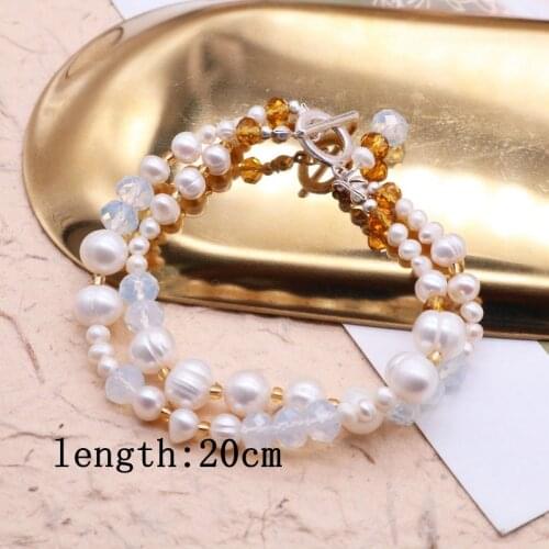 Fashion Glass Beads Fresh Water Pearls Braclet Retro Double Strands For Women Party Gifts