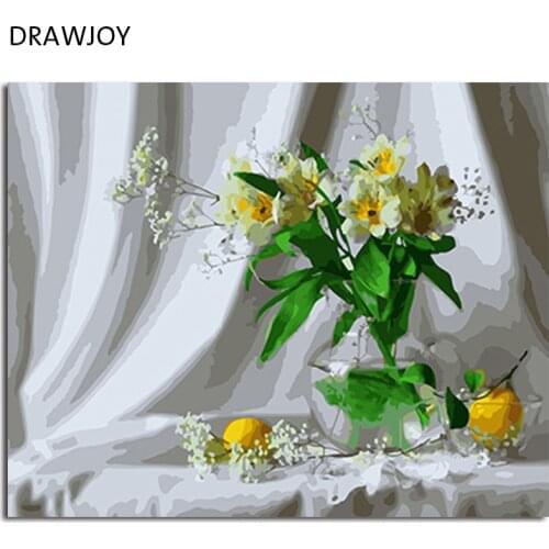 DRAWJOY Framed Picture Painting & Calligraphy Of Flower DIY Painting By Numbers Coloring By Numbers For Home Decor