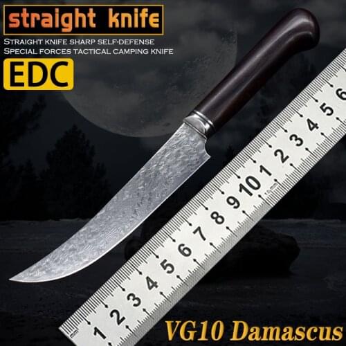 Hot sale New Arrival VG10 Damascus outdoor saber camping hunting self-defense straight knife advanced gift fixed knife EDC