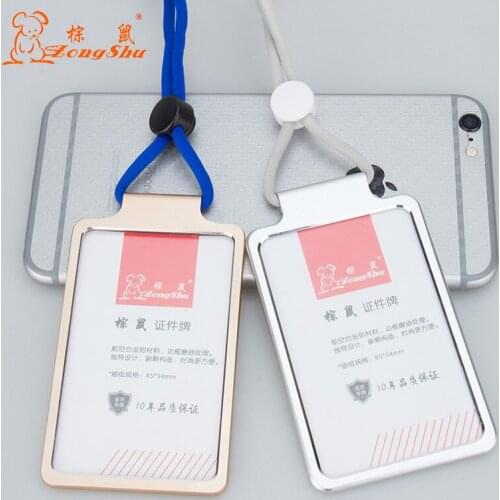 Middle New Alloy unisex employee cover Silver Conference Worker Badge Lanyard Cord Office Exhibition card cover