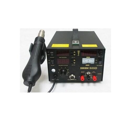 1PCS 220V/110v SAIKE 909D Soldering/Hot air gun rework station 3 in 1 Soldering iron+Hot Air Gun+Power Supply