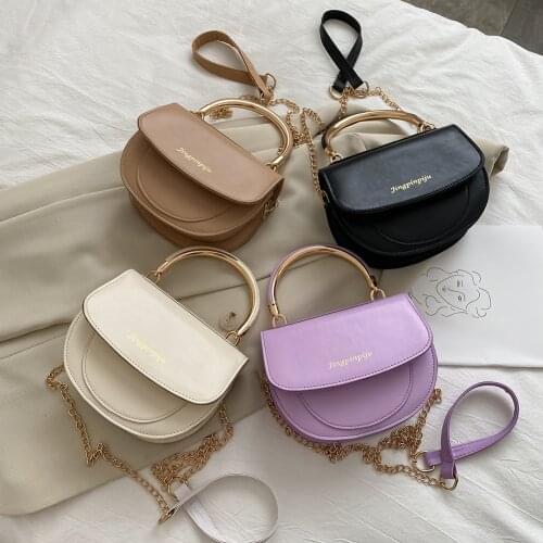 Popular Simple Female Daily Bag Casual Solid Color Crossbody Bags Women PU Travel Semicircle Shoulder Satchel