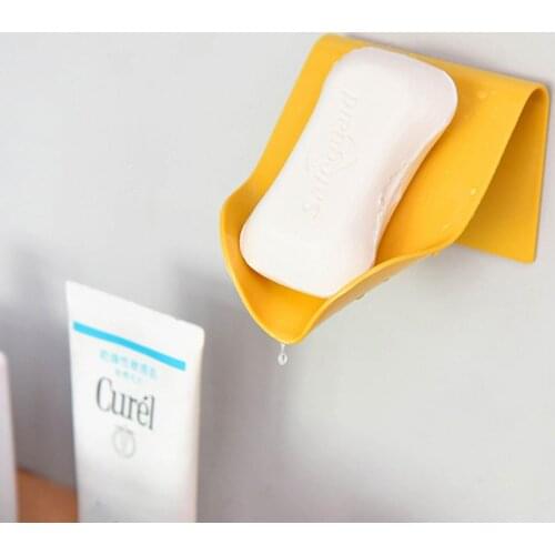 Self Adhesive Wall Mounted Soap Rack Hanging Sponge Holder Plastic Case Shower Shelf Drain Box Soap Dish Bathroom Accessories