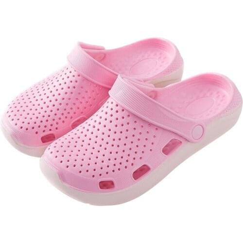 Hole Shoes Female Outer Wear Baotou Sandals Non-slip Thick-soled Breathable Couple Fashion Beach Male Summer Hollow Slippers YK