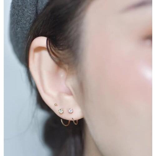 Fashion hoop earrings for women Star earring Flower style 925 silver jewelry small Clear zircon ear bone piercing opening hook