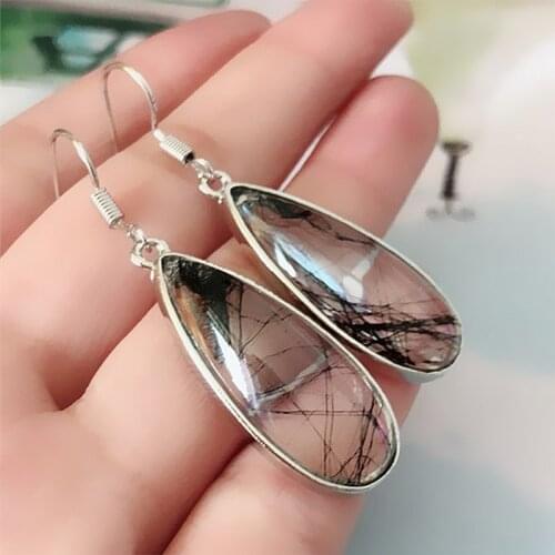 Vintage Green Stone Dangle Earrings for Women Retro Jewelry Anniversary Gift Drop Earrings Transparent Drop Earrings S4J624