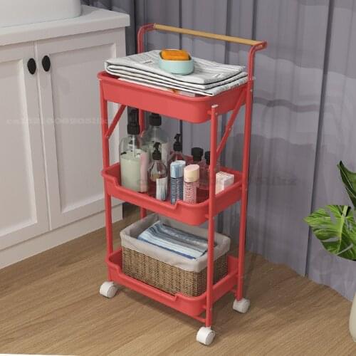 Foldable Kitchen Storage Rack Large-capacity Multi-layer Baking Varnish Racks Beauty Barber Shop Trolley Floor-standing Shelf