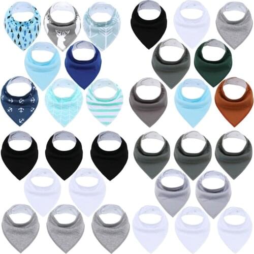 Baby Bandana Drool Bibs Solid Color 8 Pack/lot Super Absorbent Organic Cotton Baby Bibs for Boys Drooling Teething Bibs