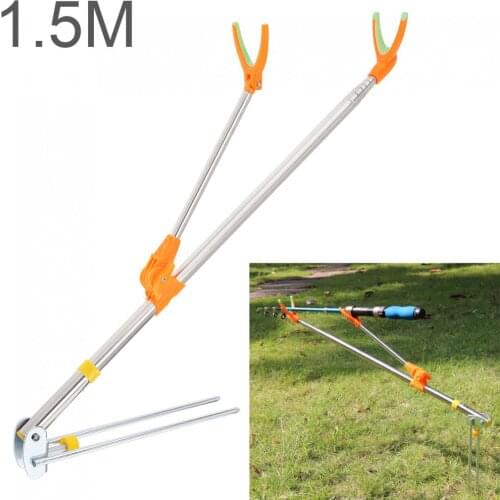 Fishing Rods 1.5m Fishing Rod Ground Inserted Stand Bracket Metal Stretch Pole Fishing Box Chair Holder