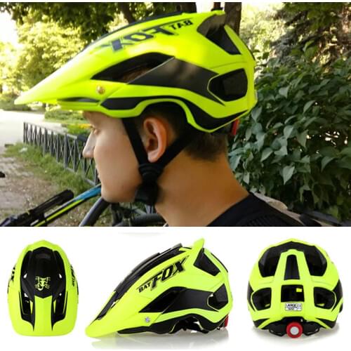BATFOX Men Bicycle Helmet Green black Road Mountain Cycling Helmets MTB With Sun Visor Ultralight Bike Helmet Casco Ciclismo