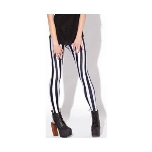 1pcs/lot euroepean style woman casual Black White Striped legging female slim mid waist legging red black legging