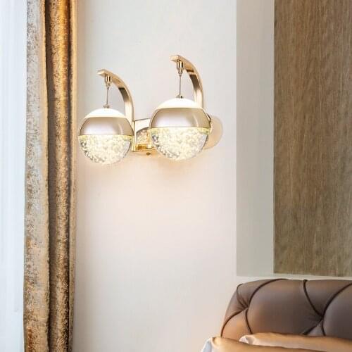 1 pcs Global Crystal Wall Lights for Bedroom Bedside Lamp Living Room Wall Lamp Ball Northern Europe led Light Luxury Stair lamp