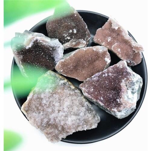 1PC Natural Amethyst Drusy Geode Cluster Crystal Decoration Ornament Purple Pink Feng Shui Natural Stones and Minerals