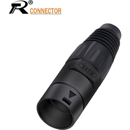1pc RJ45 Male Plug Aviation Contacts Network Adapter Waterproof Connector Copper Pins 8p8c Ethernet Network Terminal Black