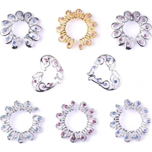 2PCS Gold Jewelry Clip On Nipple Heart Round Crystal Fake Nipple Rings Non Piercing Nipple Rings Shield Body Jewelry