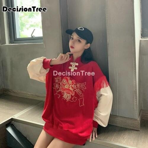 2021 women print sweatshirts cheongsams hooded pullover letters hoodie chinese traditional street wear qipao sweatshirt