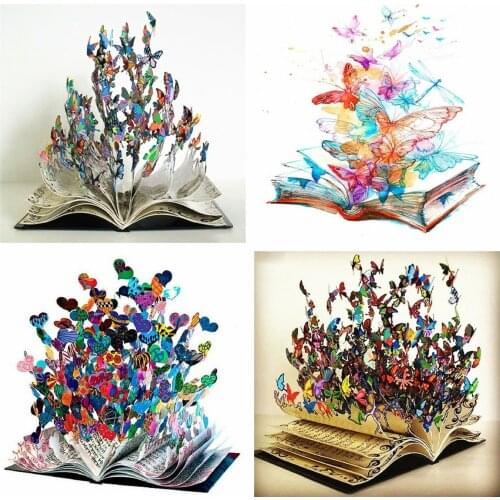 5D DIY Diamond Art Embroidery Book Butterfly Diamond Painting Full Square Mosaic Landscape Decorative Paintings Gift