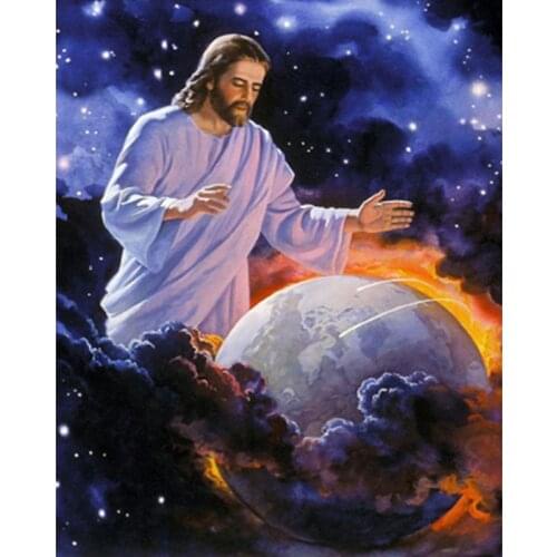 DIY 5D Diamond Painting Jesus Hug Earth Resin Embroidery Cross Stitch Mosaic Rhinestone decoration painting KBL