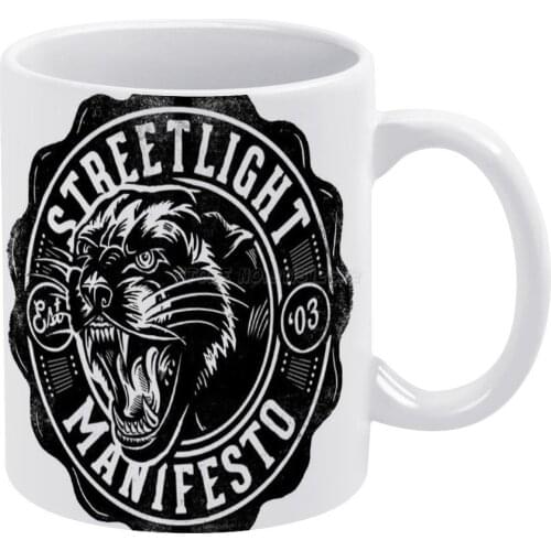 STREETLIGHT MANIFESTO White Mug Coffee Mugs Girl Gift Tea Milk Cup Mugs Animals Tiger Funny Trump Politic Mascot Rap Music Roll