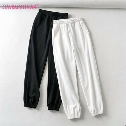 LUNDUNSHIJIA 2021 New Spring Summer Women Fashion Streetwear Loose High Waist Harem Pants Cargo Trousers Elastic Pants