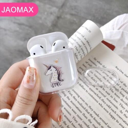 Jaomax Hard PC Plastic King Queen Design Girly Unicorn Clear Case for Airpods Transparent Bluetooth Wireless Earphone Cover Capa