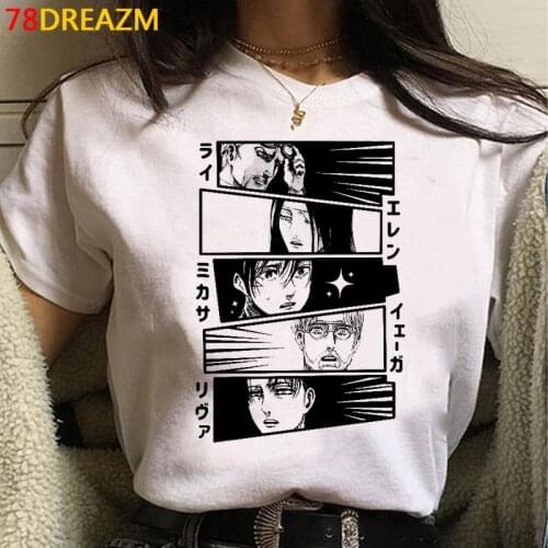 Japanese Anime Attack on Titan T Shirt Women Shingeki No Kyojin Cartoon Titans Attack Graphic Tees Harajuku Unisex Tshirt Female