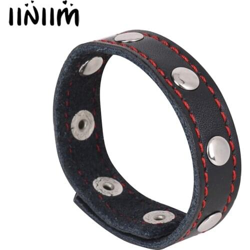 Iiniim Sexy Male Adjustable Genuine Leather Penis Hole Exotic Cock Enhancement Ring Strap for Lingerie Sissy Party Nightwear
