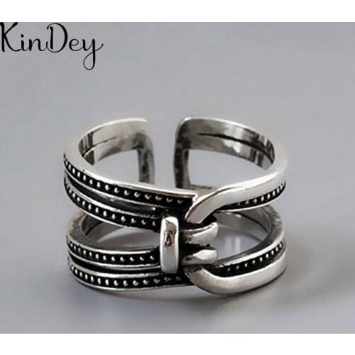 Korean Trendy Silver Color Bow Rings For Women Lady Men Antique Rings Open Finger Jewelry