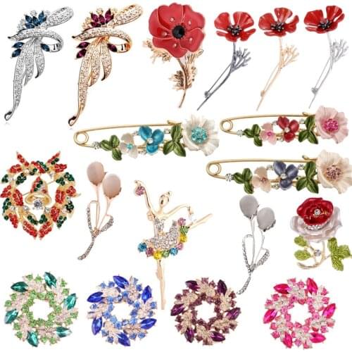 Beautiful Rinestone Colorful Bird Flower Brooch Animal Brooches For Wedding Women Decoration Fashion Gold Jewelry