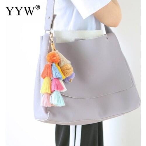 Colorful Tassels Bell Keychains Key Ring Bohemia Cotton Boho Jewelry Keychains Tassels Hanging Ornaments Decorative Pendants