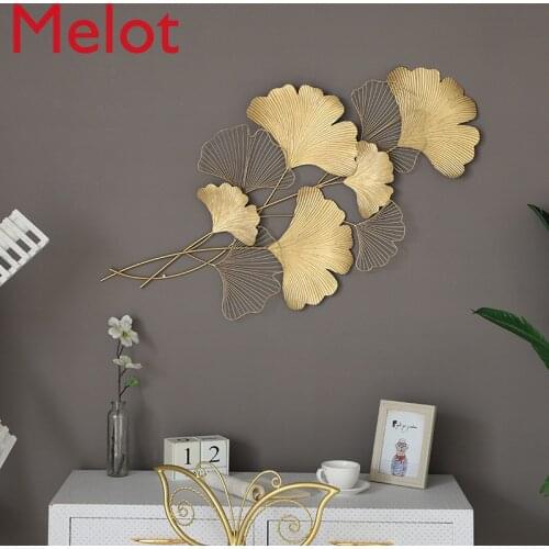 Fashion Chinese Iron Art Ginkgo Wall Hanging Creative Living Room Porch Background Wall Decoration Metal Hanging Pendant Crafts