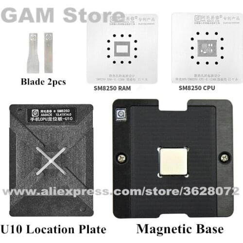 Amaoe U10 Set Solder Reballing Plate 865/SM8250 CPU RAM Location Magnetic Base Platform BGA Stencil Reball Solder Tin Plant Net