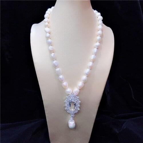 New style natural white alien baroque freshwater pearl micro inlay zircon accessories necklace fashion jewelry