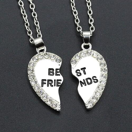 2021 Gold Silver Color Link Chains Necklace Women Crystal Heart Pendant Necklaces For Women Bijoux Femme Best Friend Gifts