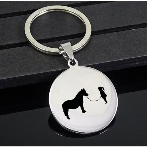 Lovely Gril Keychain Mini Horse Disc Keychains Jewelry for Men and Women Drop Shipping YP7356