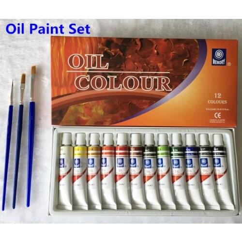 Professional Brand Oil Paint Canvas Pigment Art Paints Each Tube Drawing 12 ML 12 Colors Set Free For Brush