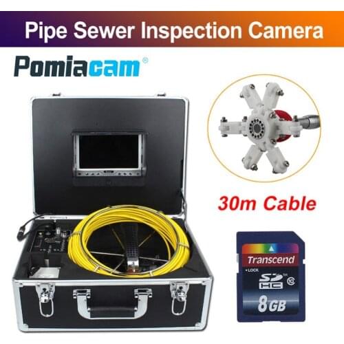 23mm Professional Pipeline Endoscope 30M 98FT Sewer Snake Video Camera 7D1 7"LCD Screen 120 Degree Drain Pipe Inspection Camera
