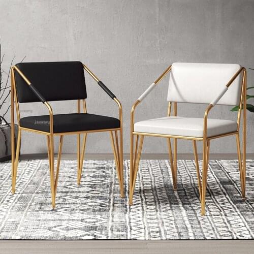 Simple and Modern Dining Chairs Nordic Light Luxury Iron Dining Stools Home Backrest Restaurant Leisure Chair Home Furniture