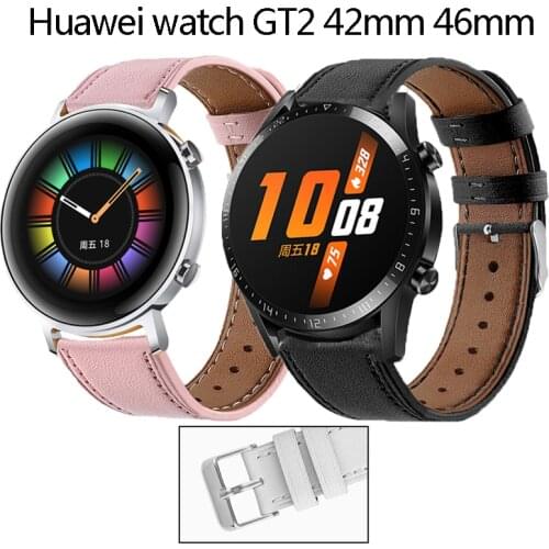 Watchband for huawei watch gt 2 42mm 46mm strap leather fashion wristband outdoor sport replacement belt for gt2 straps