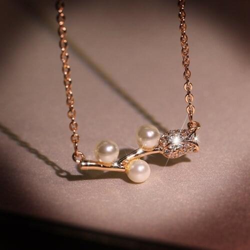 Luxury Rose Flower Pendant 925 Silver Necklace for Women Vintage Boho Botanical Water Pearl Necklace Glamour Fashion Party Gifts