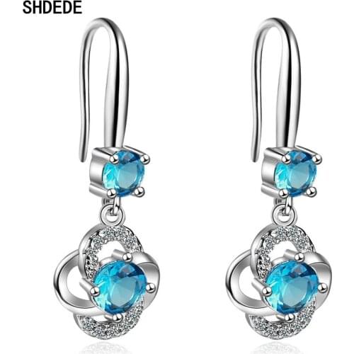 SHDEDE Flower Drop Ear Jewelry Hook Earrings Embellished With Crystals From Swarovski Korean Hot Fashion Party Gifts -X561